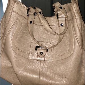 Perlina Pebble Leather Taupe Handbag
